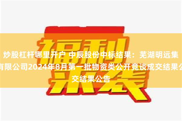 炒股杠杆哪里开户 中辰股份中标结果：芜湖明远集团有限公司2024年8月第一批物资类公开竞谈成交结果公告