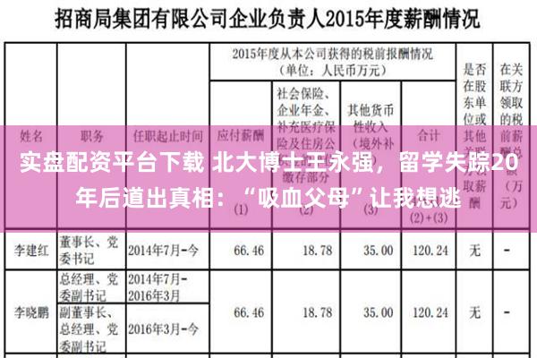 实盘配资平台下载 北大博士王永强，留学失踪20年后道出真相：“吸血父母”让我想逃